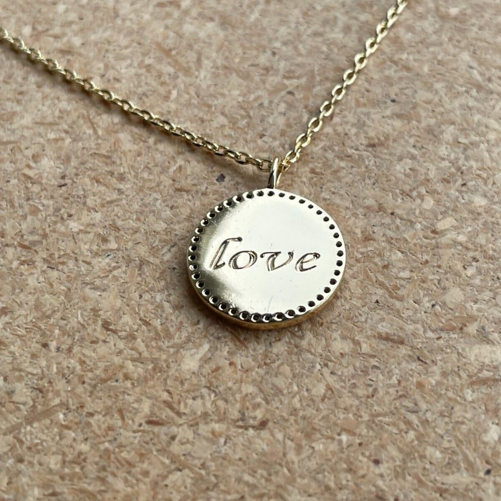 Lulu DK Women Necklace LOVE Heart Pendant Gold Tone 14k Plated Reversible $74 - Picture 6 of 12